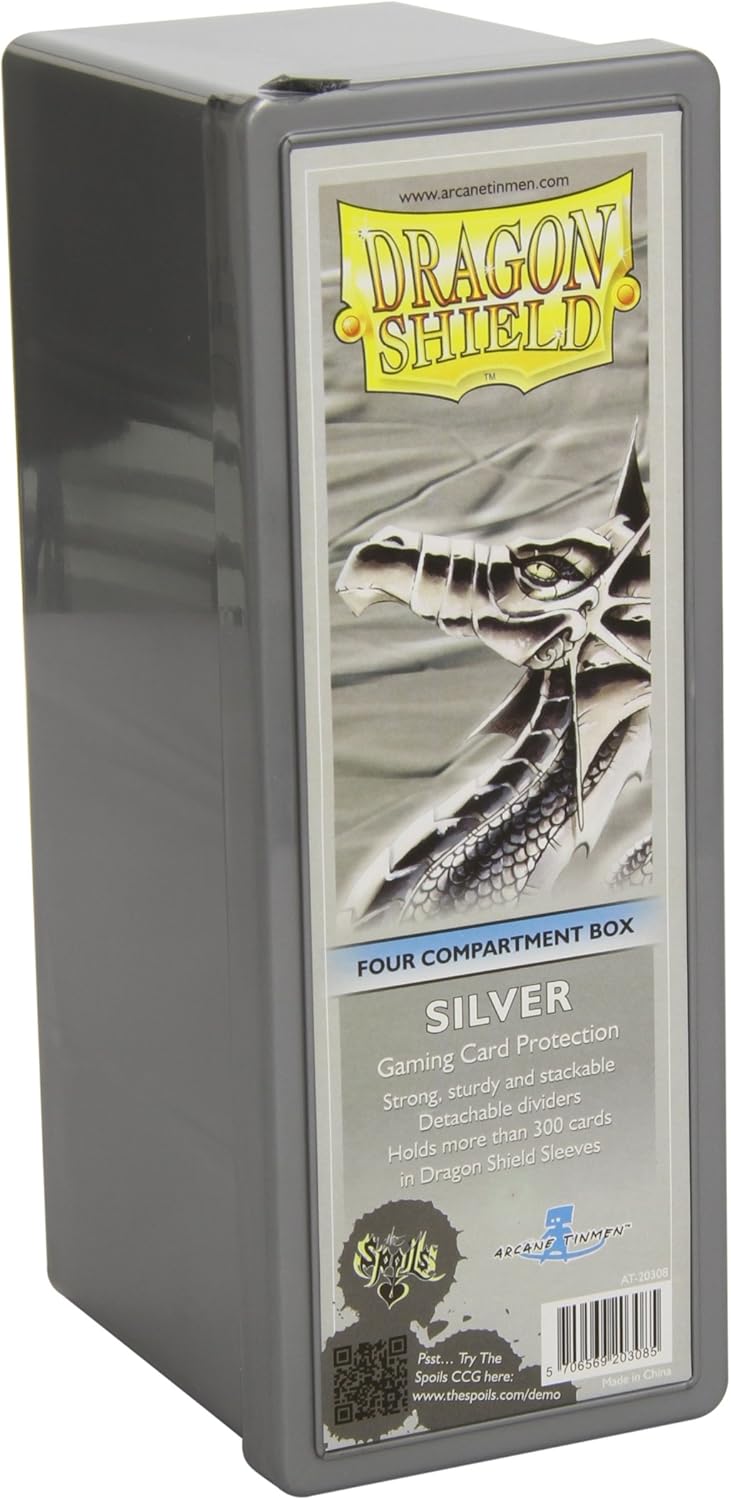 Dragon Shield Storage Box: 4 Compartments Card Game, Silver