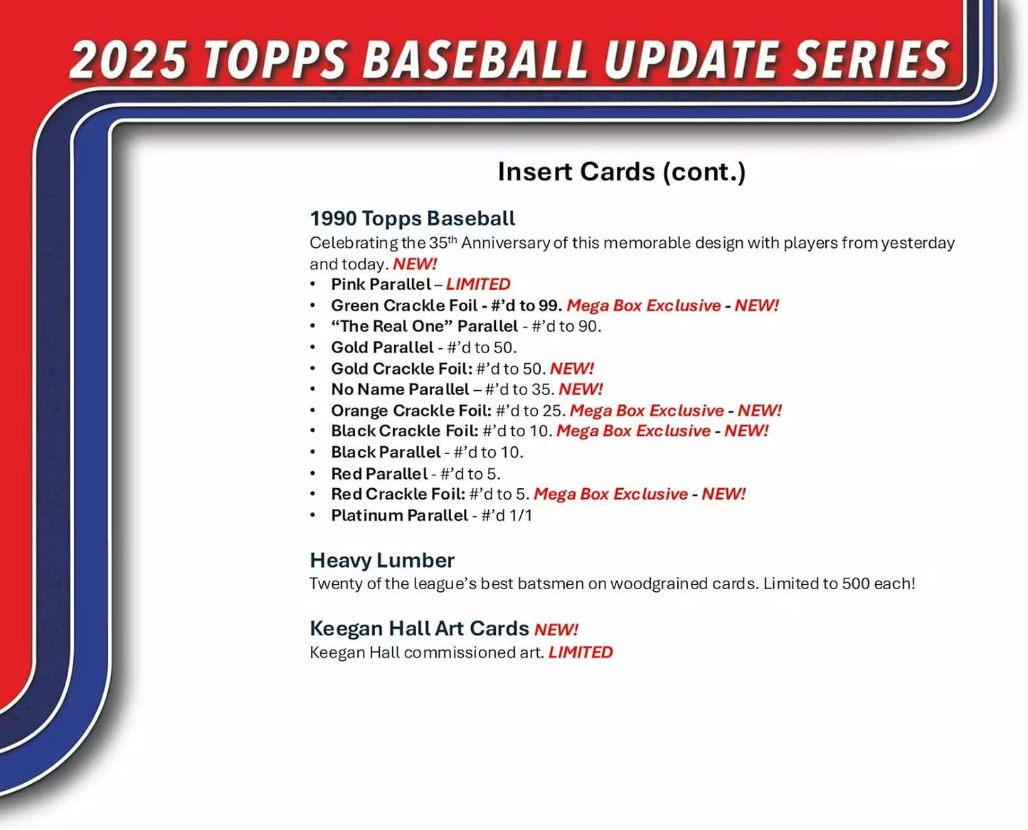 2025 Topps Update Series Baseball Hanger Trading Card Box (Find Hanger Exclusive Diamante Parallels!)
