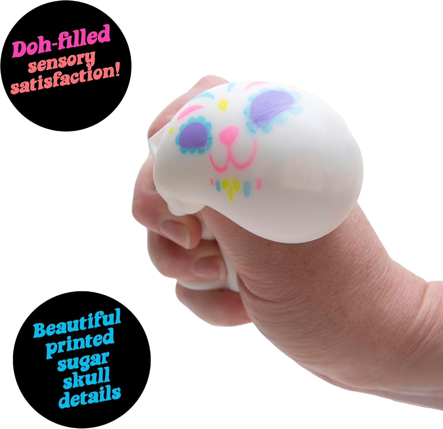 Schylling NeeDoh Sugar Skull Cool Cats - Sensory Squeeze Toy - Assorted Designs - (Pack of 1)