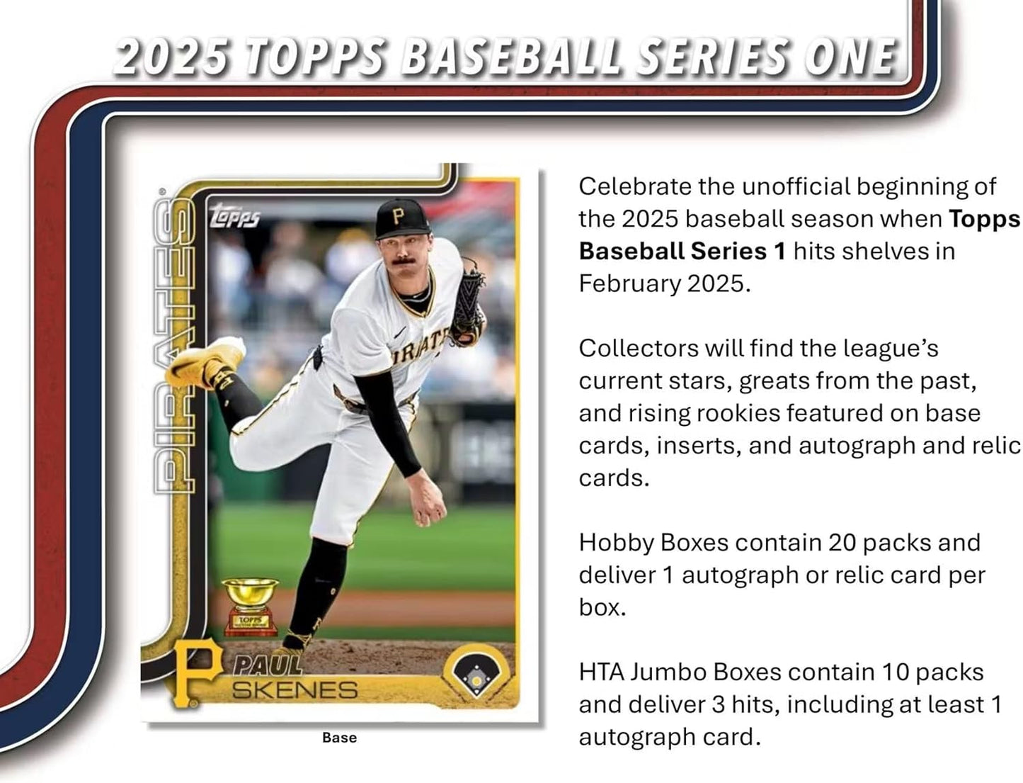 2025 Topps Series 1 Baseball Trading Card MLB Hobby Jumbo 10 Pack Box (1 Autograph & 2 Relics Per Jumbo Box)