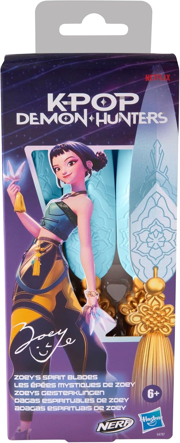 KPop Demon Hunters Nerf Zoey's Ghost Blades, 3 Nerf Foam Knife Toys Inspired by the Netflix Animation Film, Toys and Gifts for Children from 6 Years Old