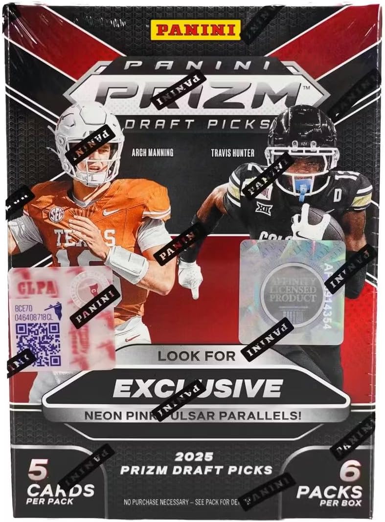 2025 Panini Prizm Draft Picks Football 6-Pack Hobby Blaster Trading Card Box (1 Silver Prizm Per Box)