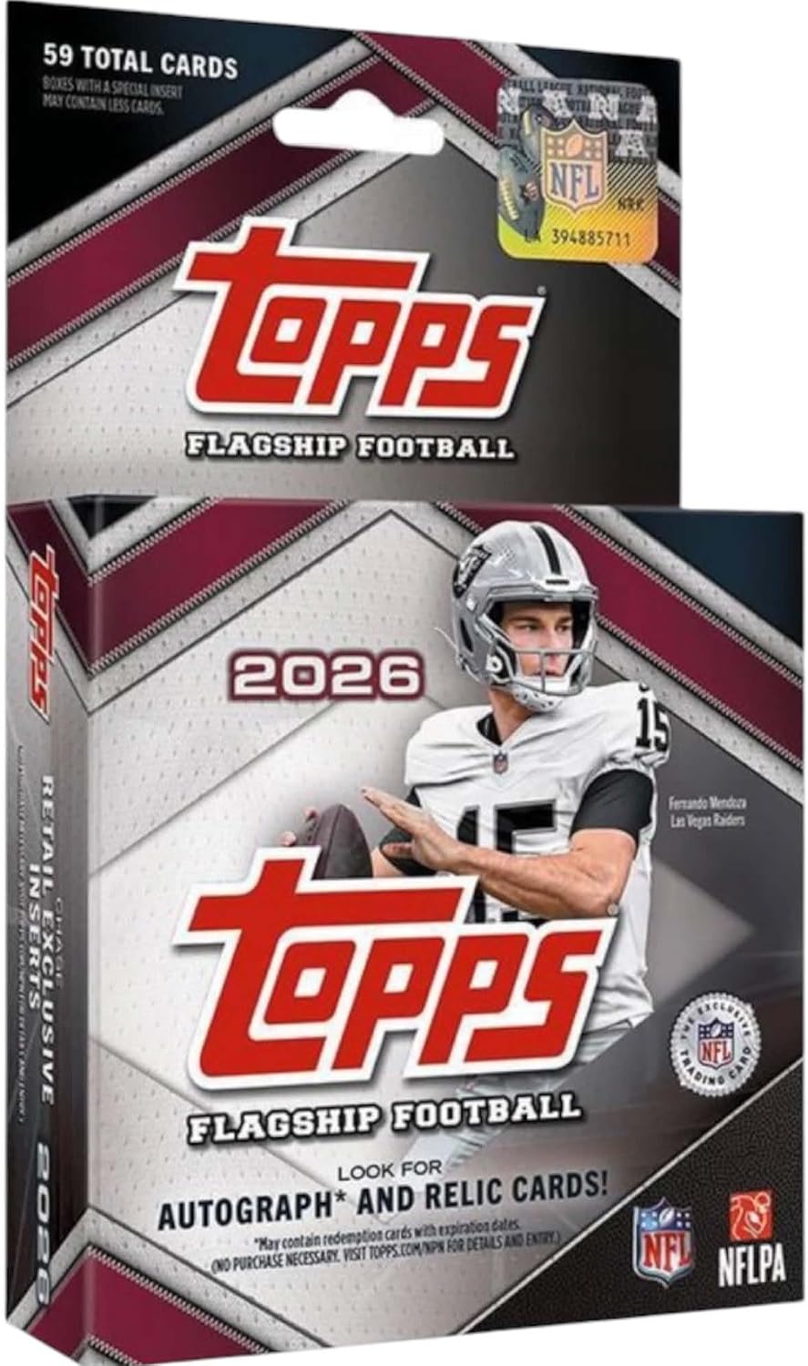 2026 Topps NFL Flagship Football Trading Card Hanger Box (59 Cards)