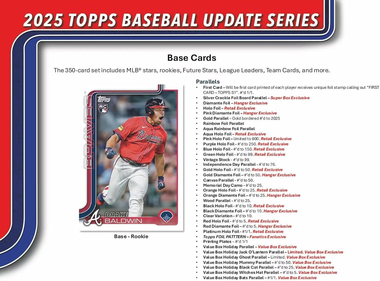 2025 Topps Update Series Baseball Hanger Trading Card Box (Find Hanger Exclusive Diamante Parallels!)