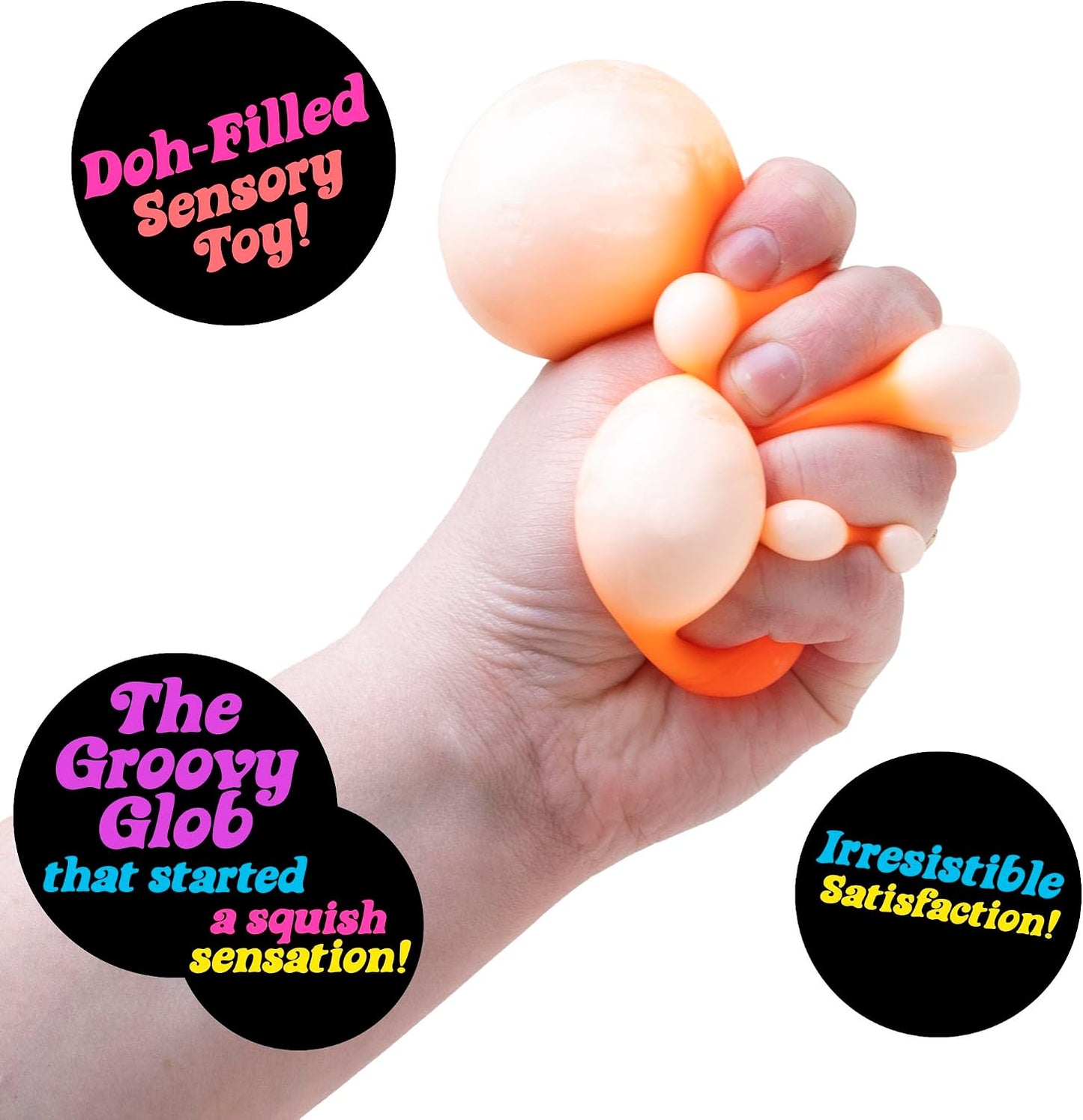 Schylling NeeDoh Original Groovy Glob - Sensory Fidget Toy - Orange - Ages 3 to Adult , 1 Count ( Pack of 1)