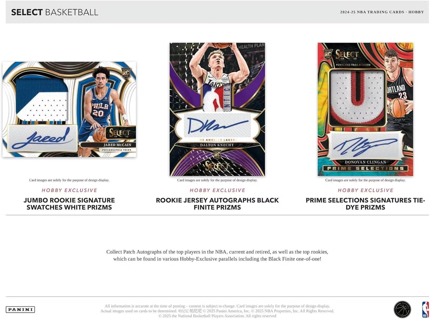 Panini 2024/25 Select Basketball Hobby Trading Card Box (Three Autographs or Memorabilia Cards Per Box)