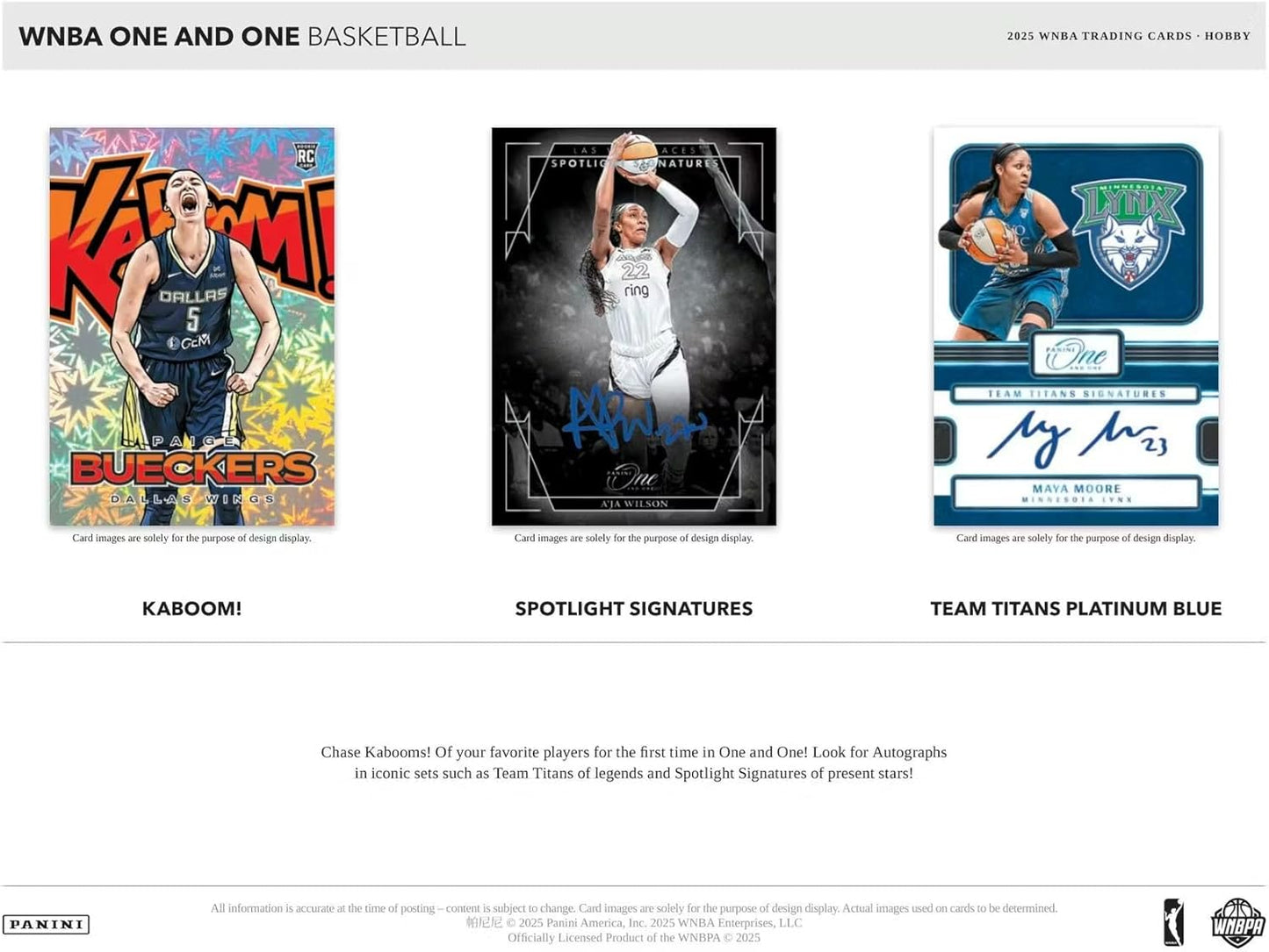 2025 Panini One and One WNBA Basketball Hobby Trading Card Box (1 Autograph Card Per Box)