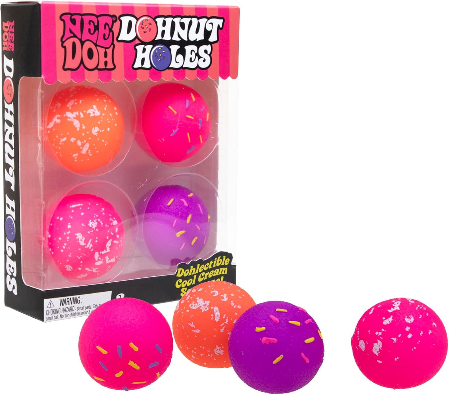 Schylling NeeDoh Dohnut Hole Needoh 4 Pack - Sensory Squeeze Toy - 1.5" in Diameter - Colors May Vary