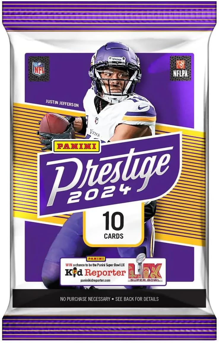 2024 Panini Prestige Football 24-Pack Trading Card Retail Box (24 Packs Per Box, 10 Cards Per Pack)