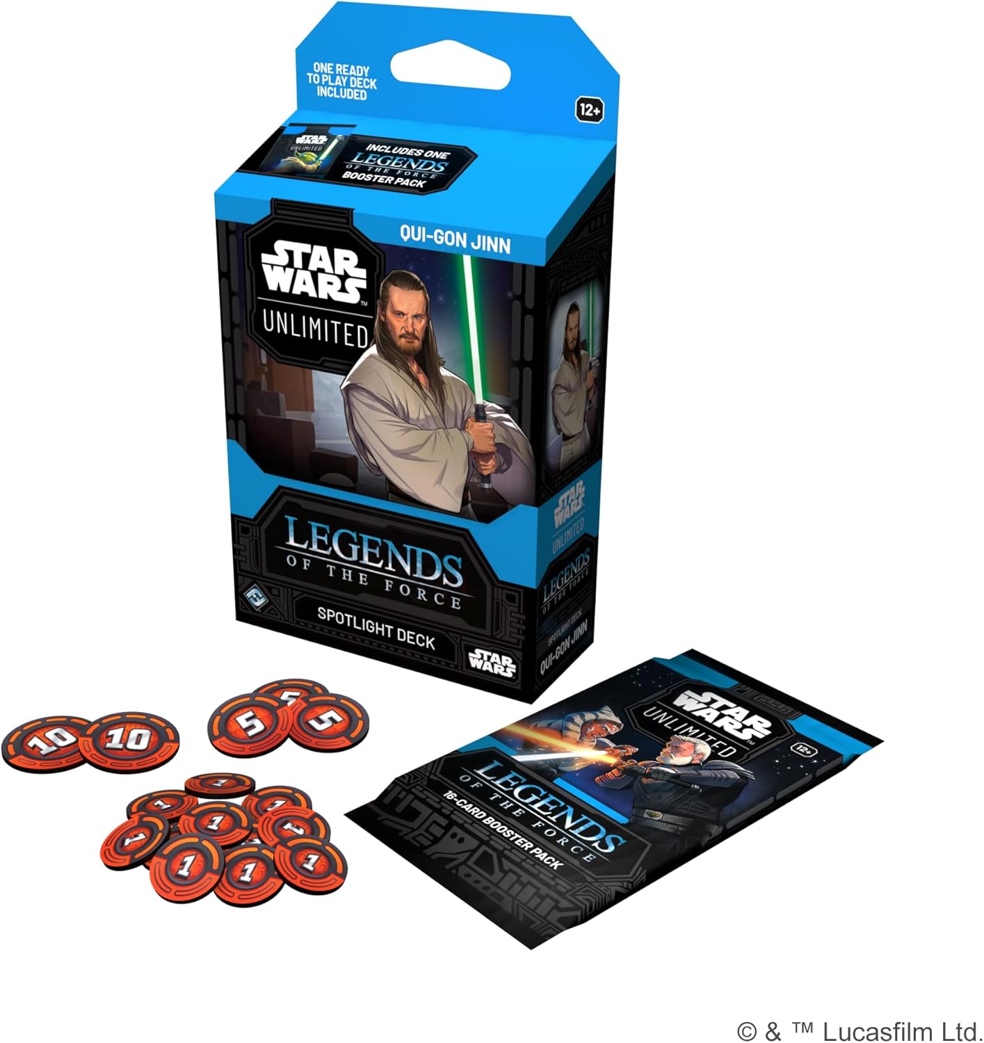 Fantasy Flight Games Star Wars: Unlimited TCG Legends of The Force Qui-Gon Jinn Spotlight Deck - Ready-to-Play 50-Card Deck with Exclusive Cards