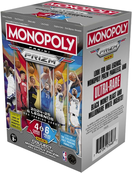 Panini 2024-25 Prizm Monopoly NBA Basketball Trading Card Blaster Box (White Millionaire Edition)