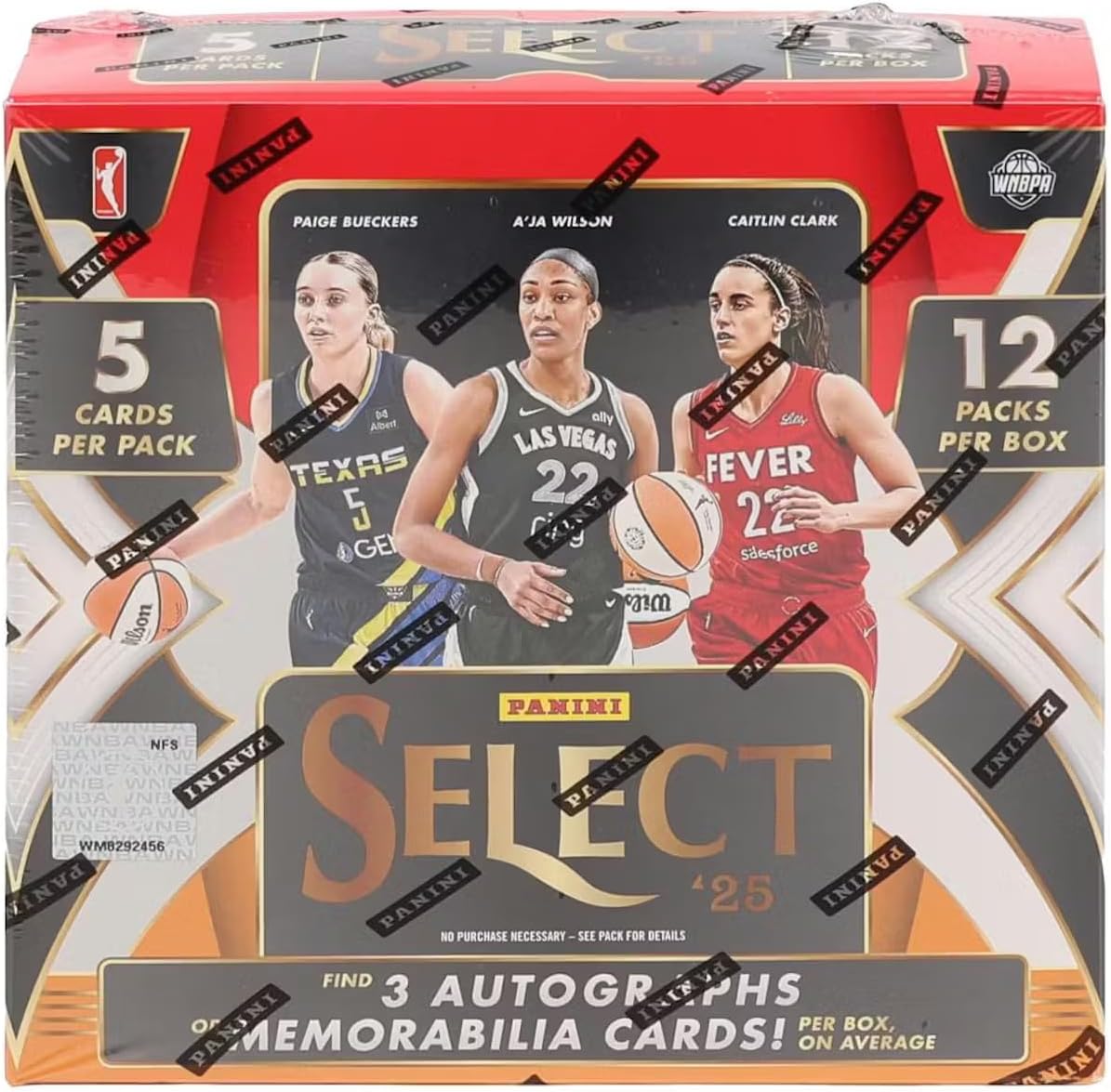 2025 Panini Select WNBA Basketball Hobby Trading Card Box (3 Autographs or Memorabilia Cards Per Box)