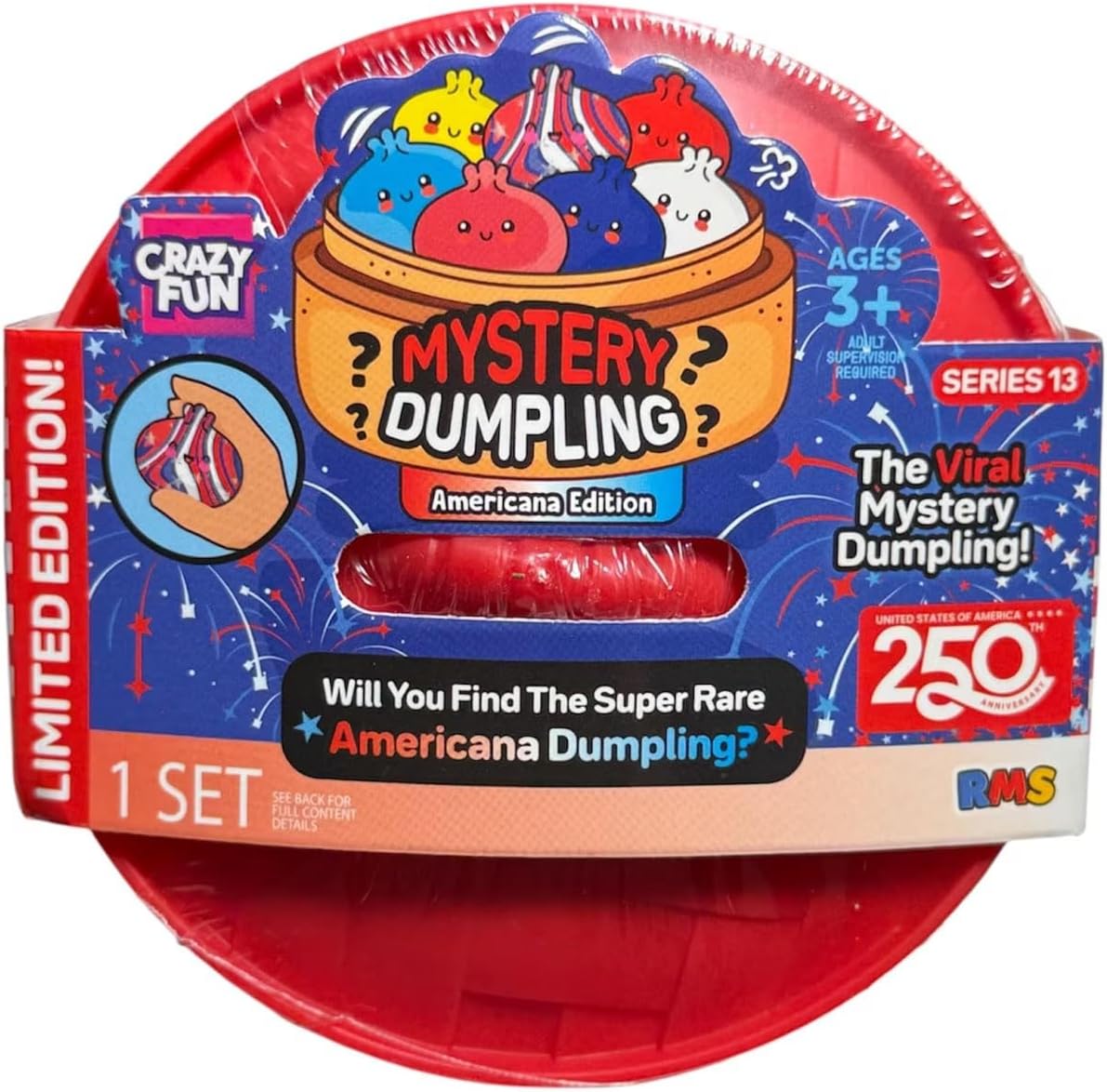 Crazy Fun Mystery USA Americana Squishy Dumpling Squeeze Toy, 1 Random Color