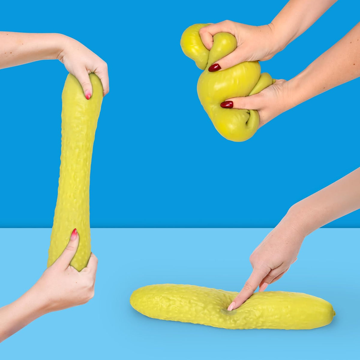 Toymendous Squishy Pickle, Jumbo 12 Inch Stress Relief Toy, Soft Squeezable Sensory Fidget for Kids, Teens and Adults