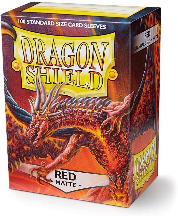 Dragon Shield 100ct Standard Card Sleeves Display Case (10 Packs) - Matte Red