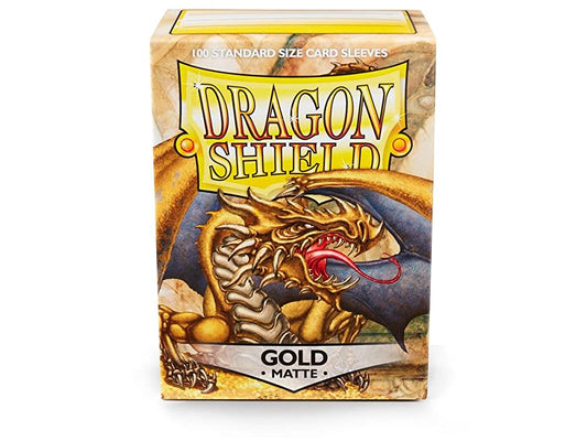 10 Packs Dragon Shield Matte Gold Standard Size 100 ct Card Sleeves Display Case