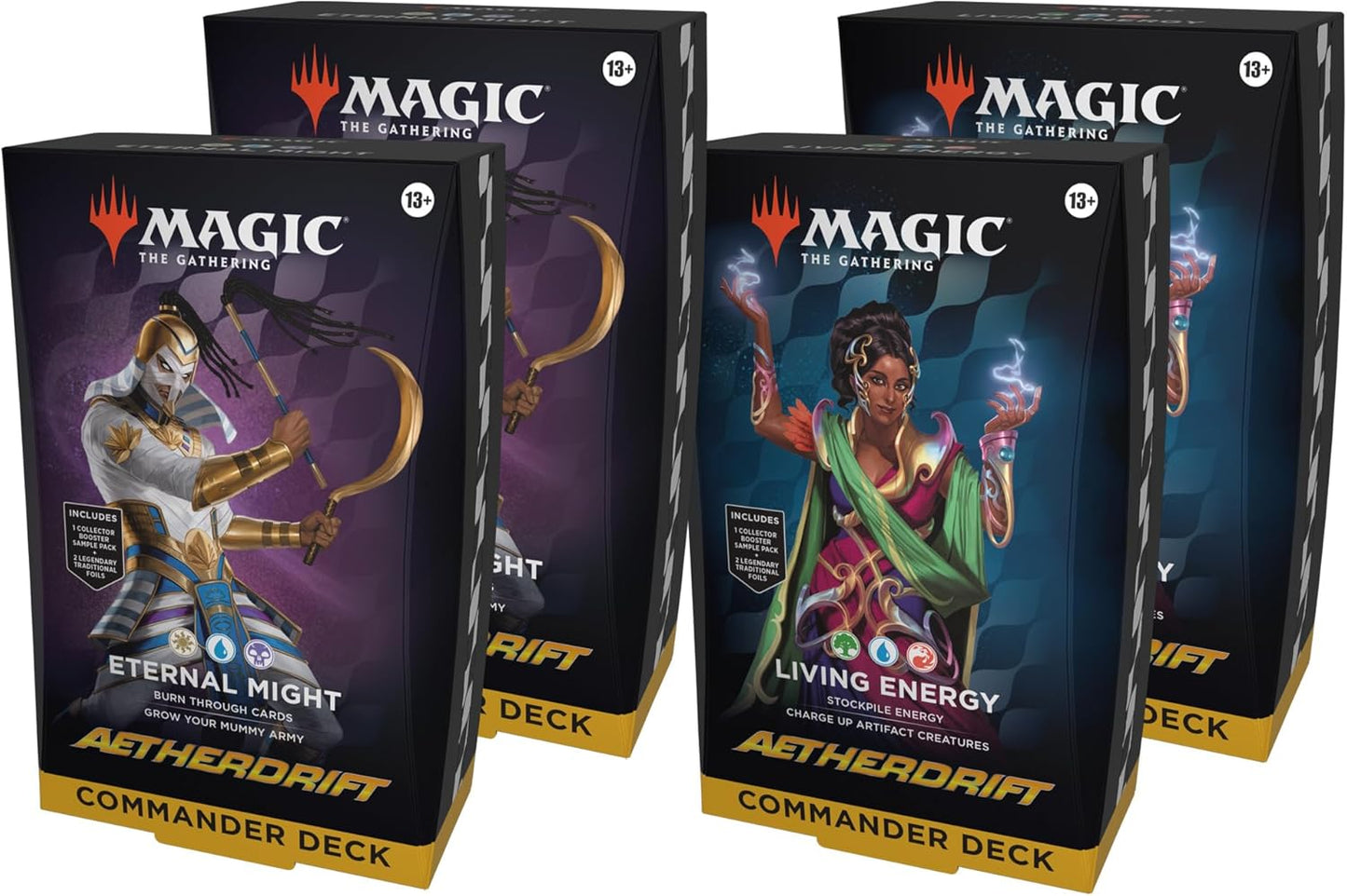 Magic: The Gathering Aetherdrift Commander Deck Bundle - 2 of Each Deck (2 Living Energy + 2 Eternal Might)