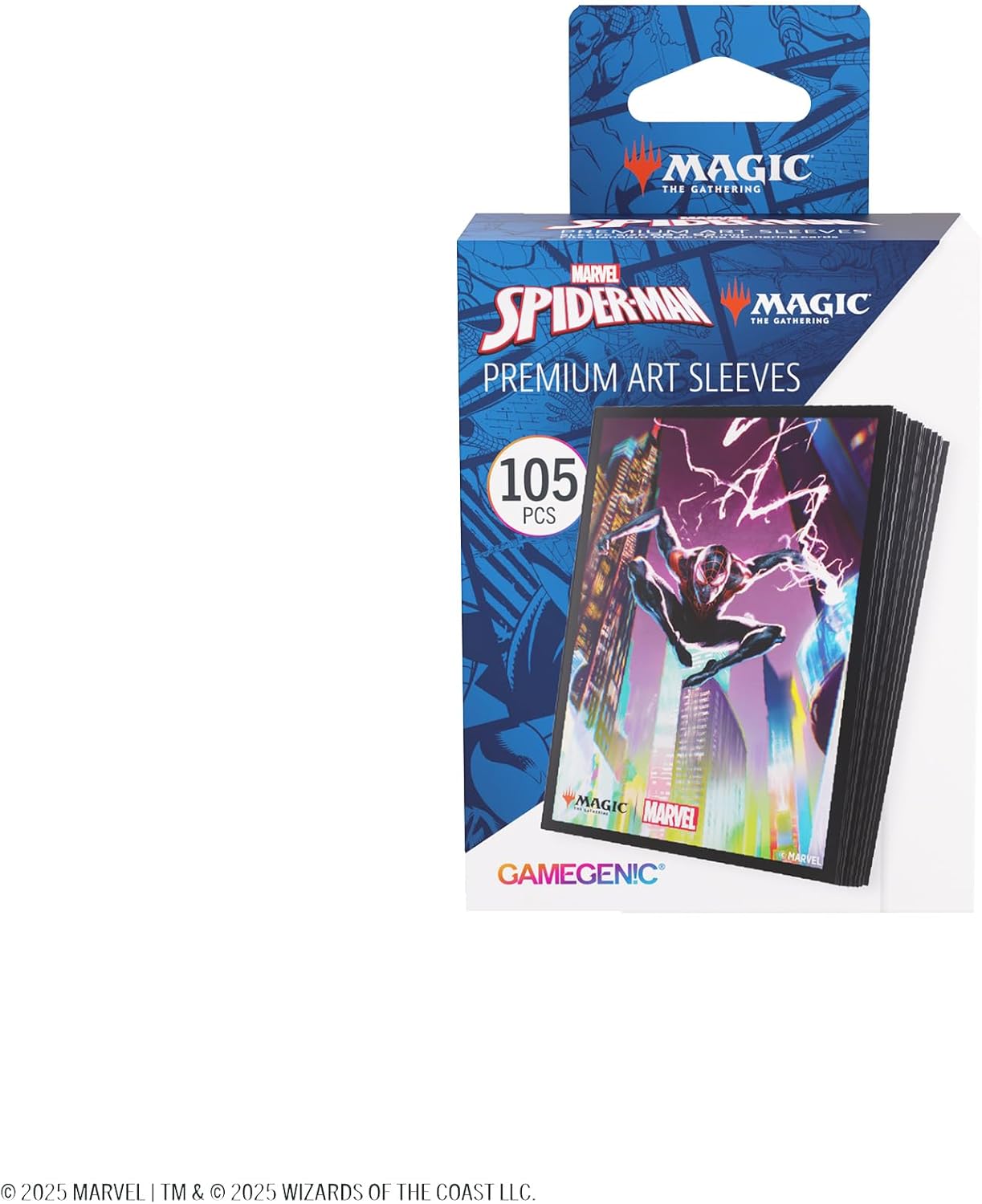 Gamegenic Magic: The Gathering Marvel's Spider-Man Premium Art Sleeves - Spider-Man Miles Morales - 105 Matte Textured Card Sleeves with Full-Color Artwork, Tournament-Ready & Plastic-Free Packaging