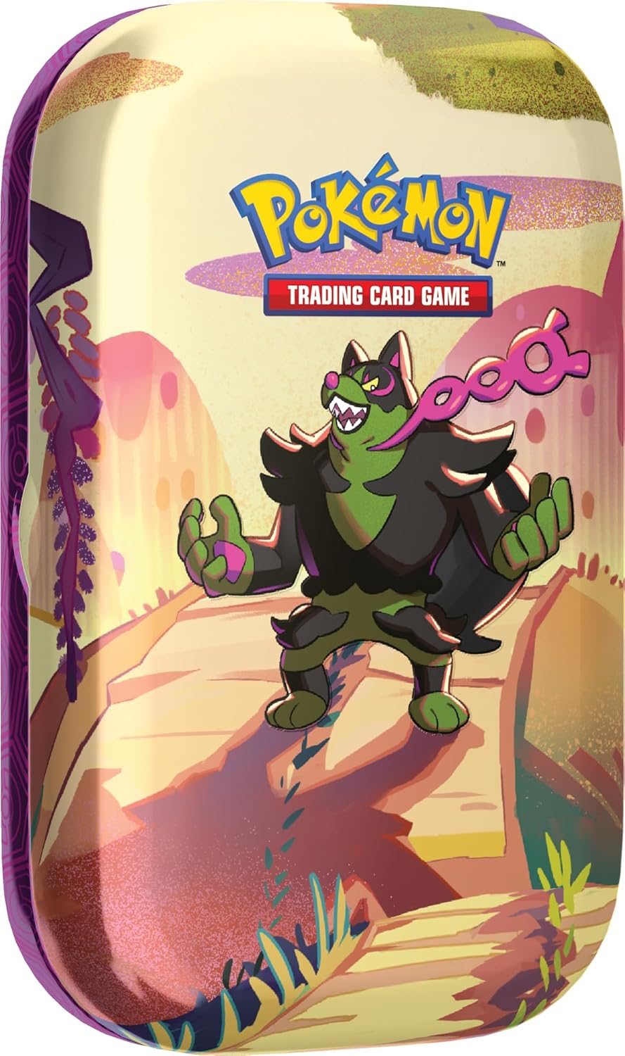 Pokémon TCG: Scarlet & Violet—Shrouded Fable Mini Tin – Okidogi (2 Booster Packs & 1 Sticker Sheet)