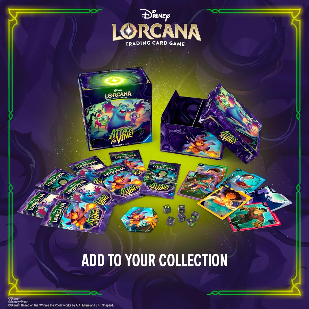 Ravensburger Disney Lorcana TCG: Attack of the Vine! Illumineer's Trove for Ages 8 and Up - Secure Card Storage - Includes 8 Booster Packs, Damage Counter Dice, Card Dividers - Presale Ships 07/24/2026