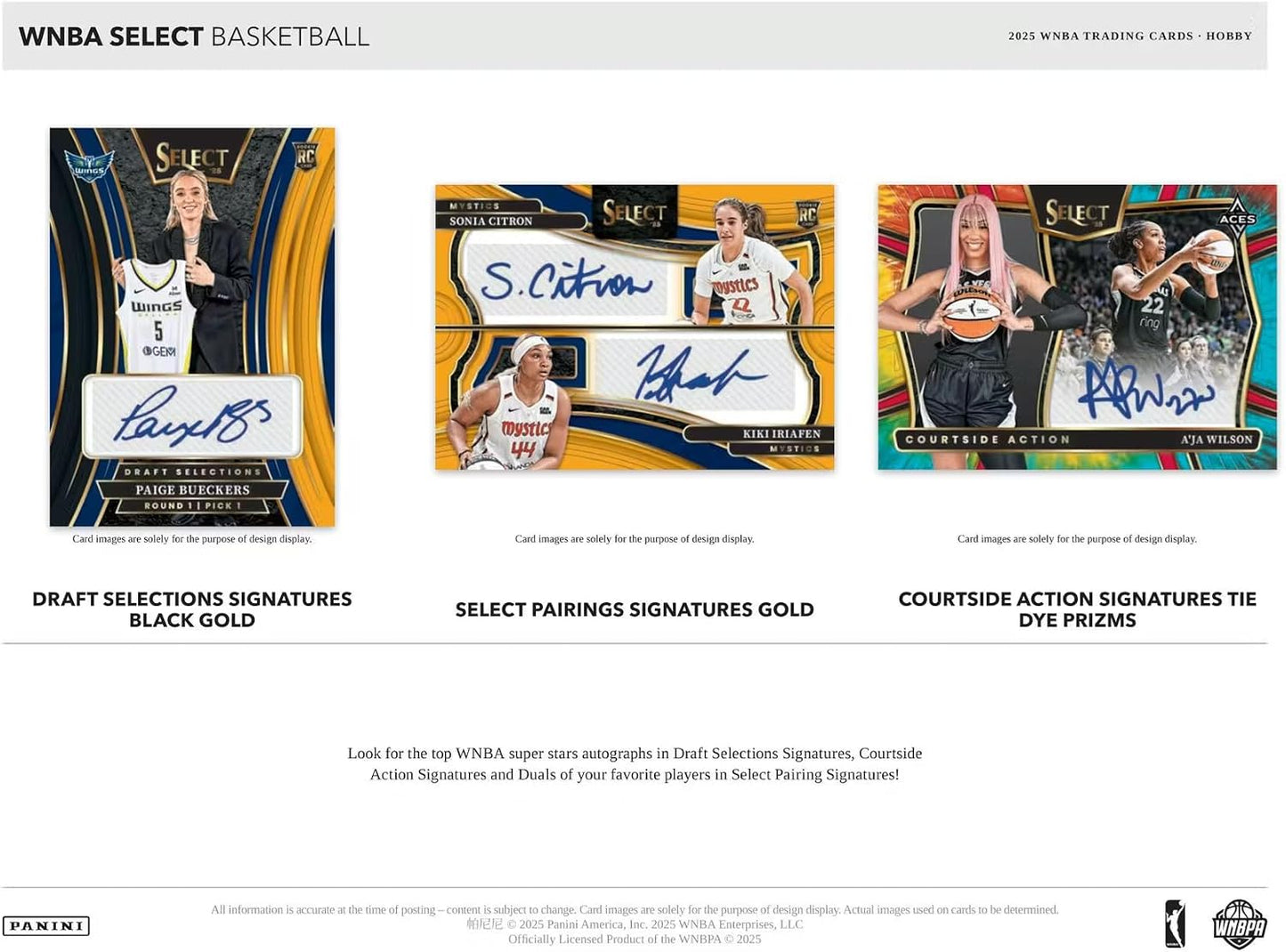 2025 Panini Select WNBA Basketball Hobby Trading Card Box (3 Autographs or Memorabilia Cards Per Box)