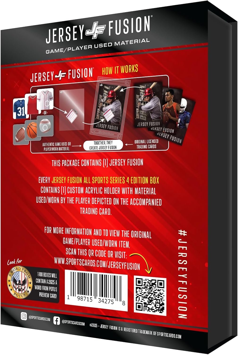 Sportscards 2025 Jersey Fusion All Sports Series 4 Trading Card Box (1) Jersey Fusion Card Per Box