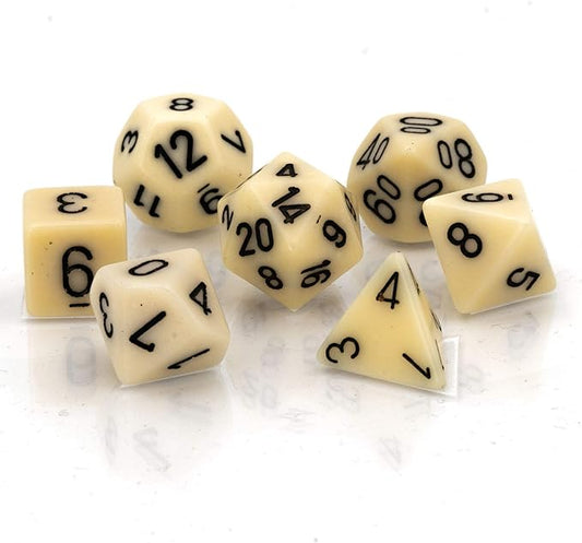 Chessex Dice-Opaque Ivory/Black Set, Multicolor (7)