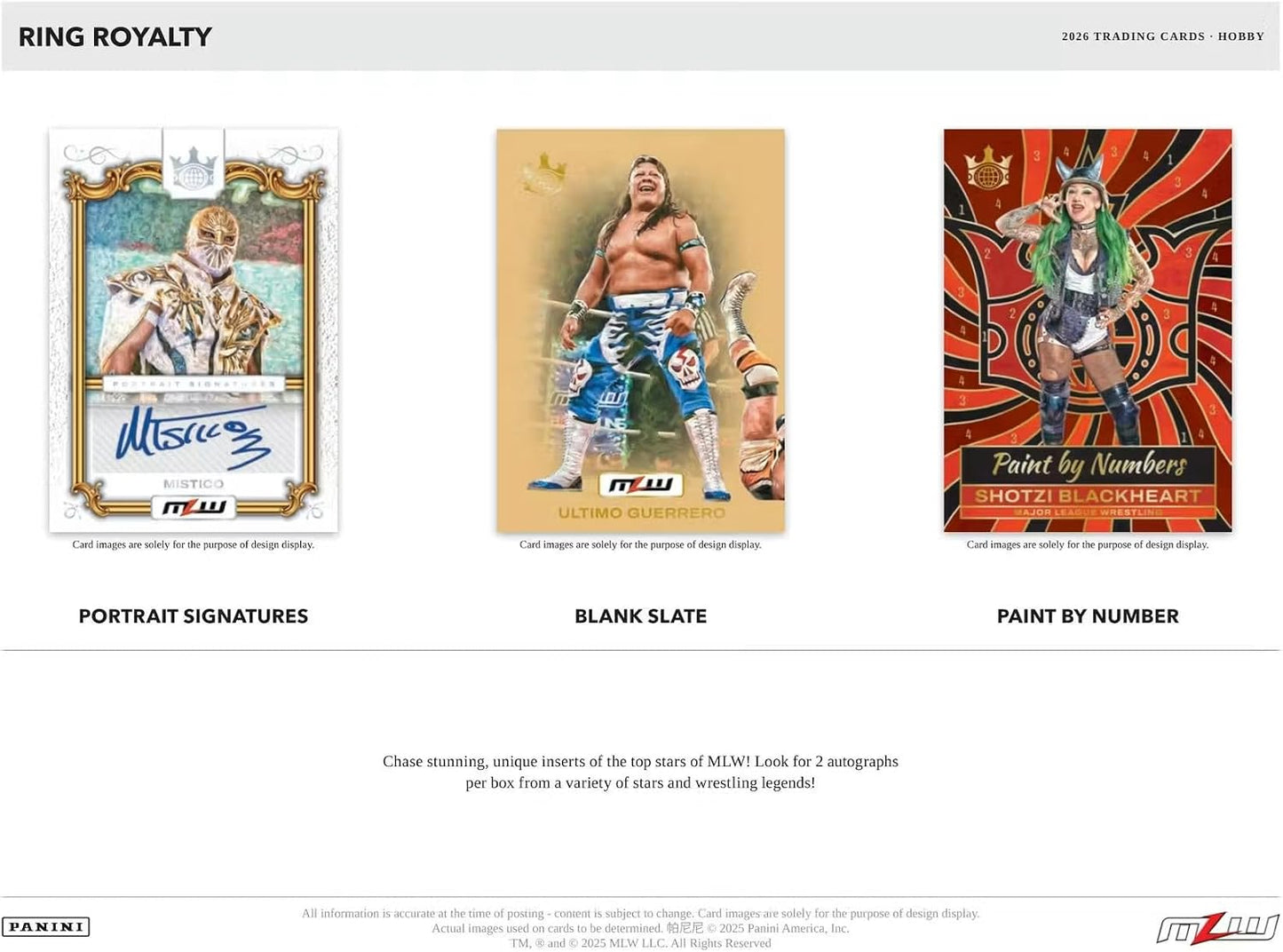 2026 Panini Ring Royalty Major League Wrestling Hobby Trading Card Box (2 Autographs Per Box)