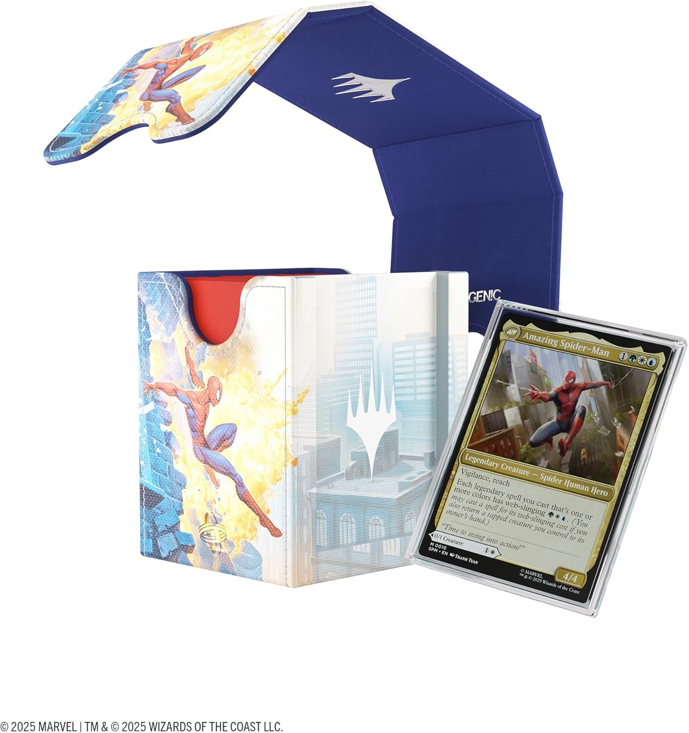 Gamegenic Magic: The Gathering Marvel's Spider-Man Art Squire PLUS 100+ XL - Premium Convertible Deck Box with Slide Card Case, UV Protection & Armorfyber Finish, Holds 100 Double-Sleeved Cards