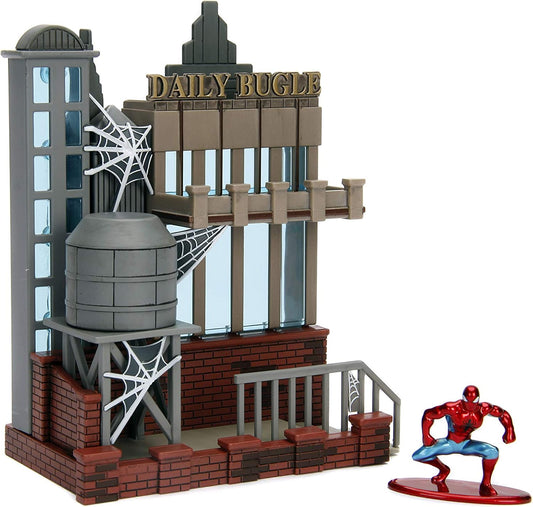 Jada Toys Nano Metalfigs 99983 Toys Marvel Spider Man City Scene-Daily Bugle Display with Figure, Multicolor