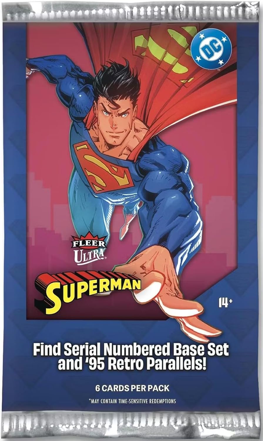 2026 Upper Deck Fleer Ultra Superman Blaster Box with Chance for Blaster Exclusive Ultra Stars Green Parallels and Other Inserts