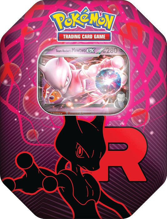 Pokemon TCG: Team Rocket Tin – Mewtwo ex (1 Foil Promo Card & 4 Booster Packs)