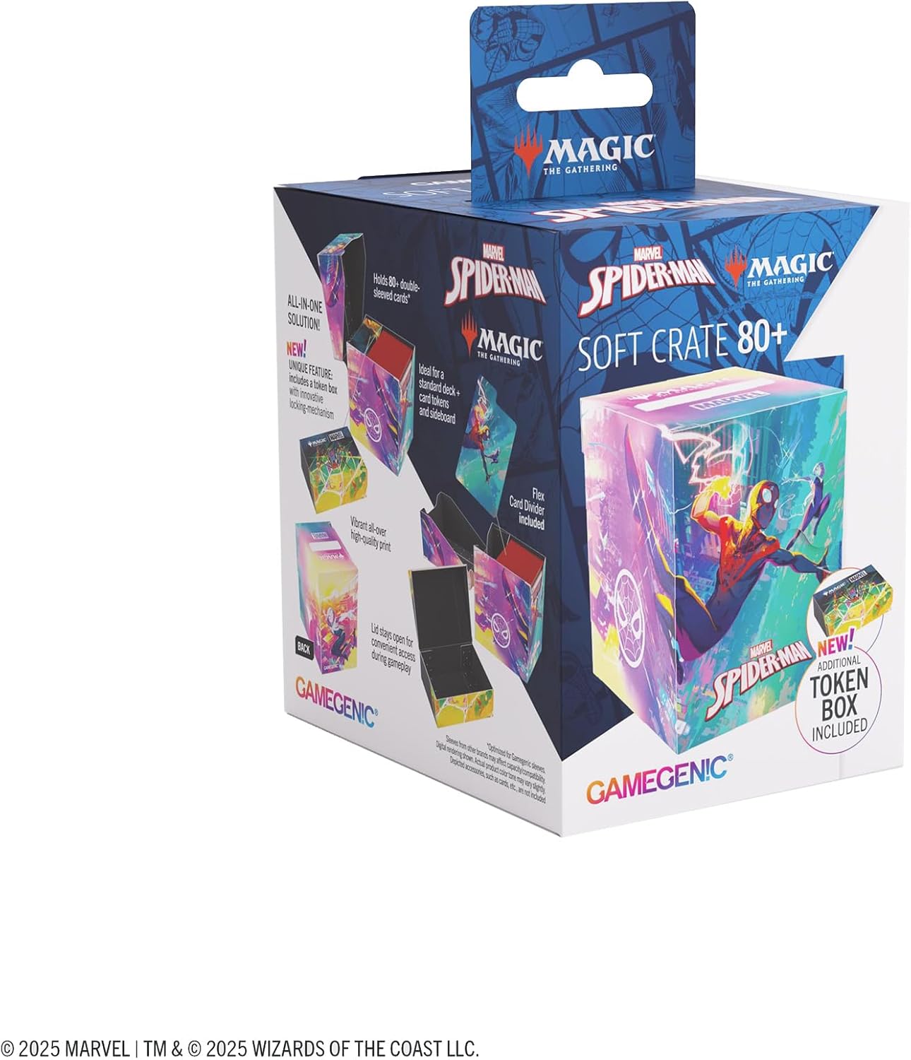 Gamegenic Magic: The Gathering Marvel's Spider-Man SOFT CRATE - 80+ Spider-Man/Spider-Gwen Design, 2-in-1 Deck Box with Integrated Token Box, Holds 80 Double-Sleeved or 100 Single-Sleeved Cards
