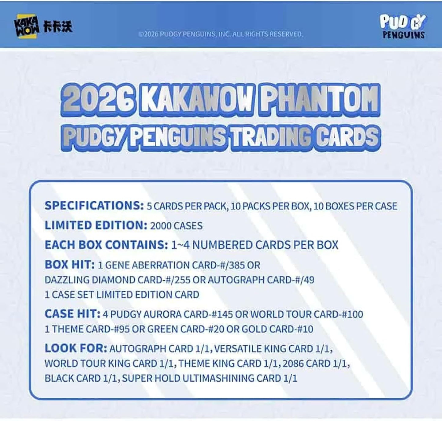2026 Kakawow Phantom Pudgy Penguins Trading Card Box (1-4 Limited Numbered Cards Per Box)