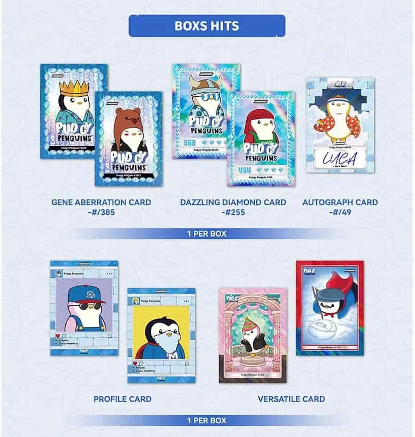 2026 Kakawow Phantom Pudgy Penguins Trading Card Box (1-4 Limited Numbered Cards Per Box)