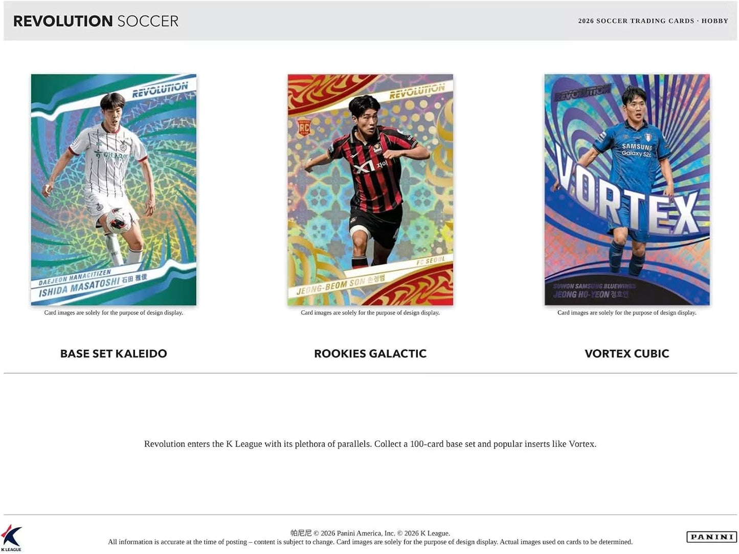 2026 Panini Revolution K League Soccer Hobby Trading Card Box (2 Numbered Parallels Per Box)