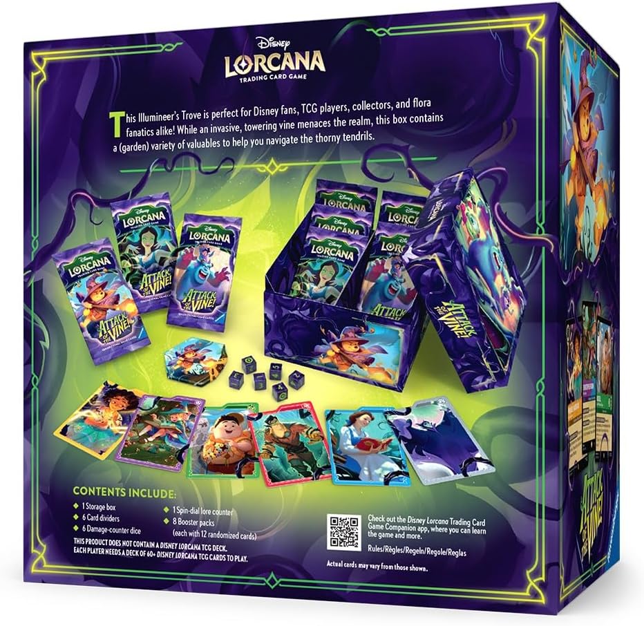 Ravensburger Disney Lorcana TCG: Attack of the Vine! Illumineer's Trove for Ages 8 and Up - Secure Card Storage - Includes 8 Booster Packs, Damage Counter Dice, Card Dividers - Presale Ships 07/24/2026