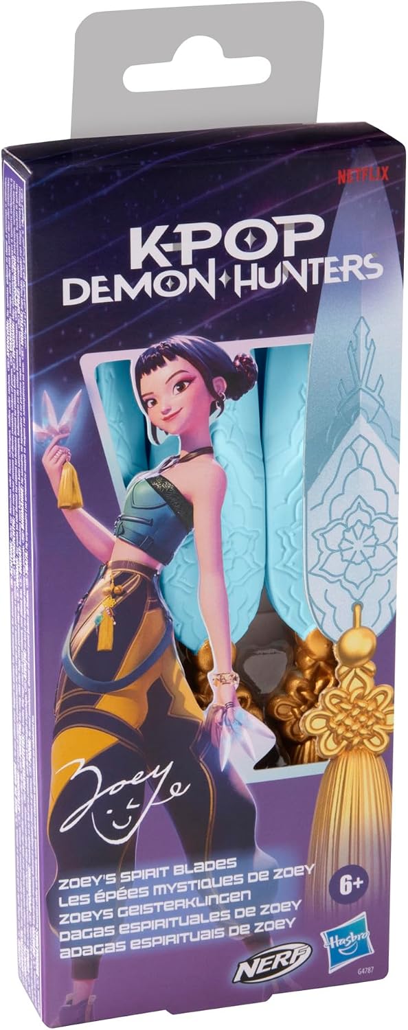 KPop Demon Hunters Nerf Zoey's Ghost Blades, 3 Nerf Foam Knife Toys Inspired by the Netflix Animation Film, Toys and Gifts for Children from 6 Years Old