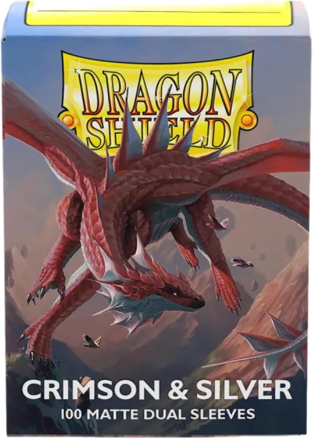 Dragon Shield | Matte Dual Standard Size Card Sleeves | 100ct - Smooth & Tough Premium TCG Sleeves - Compatible with Pokemon, One Piece, and Magic: The Gathering | Crimson & Silver