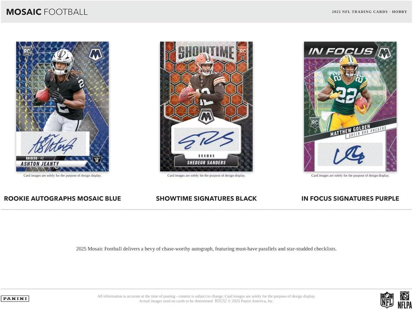 2025 Panini Mosaic Football Hobby Trading Card Box (2 Autographs Per Box)
