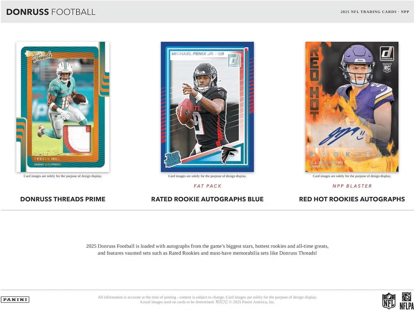 Panini 2025 Donruss Football Mega Trading Card Box (1 Memorabilia or Autograph Per Box)(Optic Rated Blue Scope Parallels)