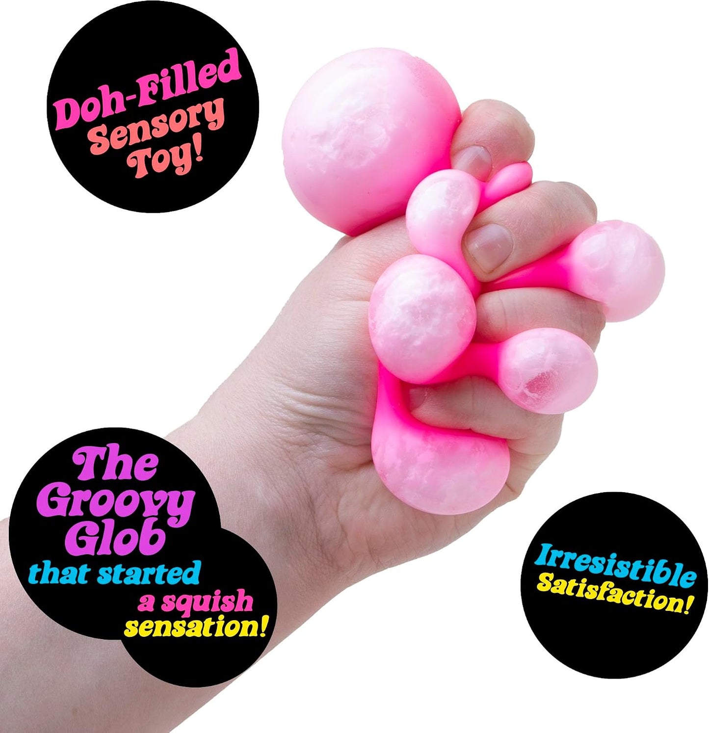Schylling NeeDoh Original Groovy Glob - Sensory Fidget Toy - Pink - Ages 3 to Adult , 1 Count ( Pack of 1)
