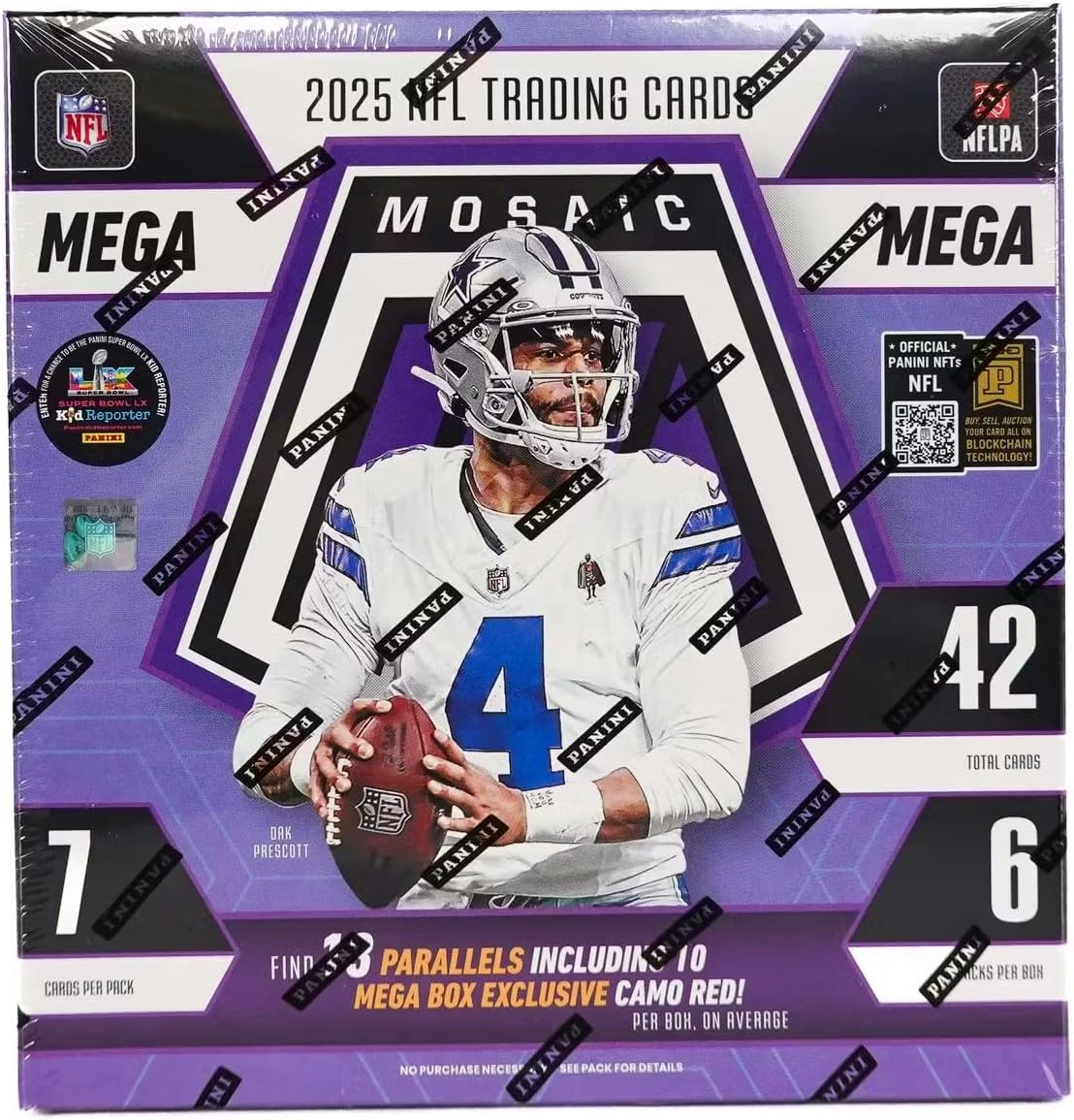 2025 Panini Mosaic Football Hobby Mega Trading Card Box (10 Exclusive Camo Red Mosaics Per Box)