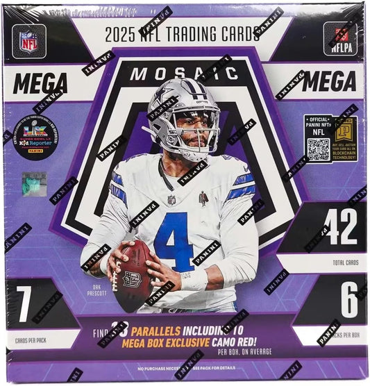 2025 Panini Mosaic Football Hobby Mega Trading Card Box (10 Exclusive Camo Red Mosaics Per Box)