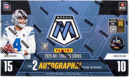 2025 Panini Mosaic Football Hobby Trading Card Box (2 Autographs Per Box)