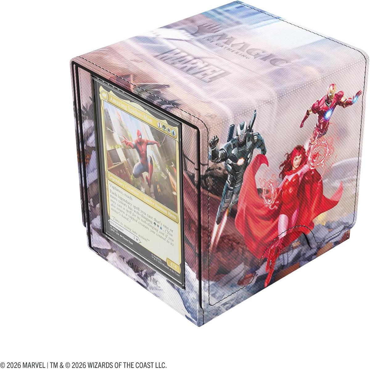 Gamegenic Magic: The Gathering Marvel Super Heroes Sidekick PRO 100+ XL Deck Box – Premium Convertible Commander Deck Storage with Card Display Case & Token Drawer