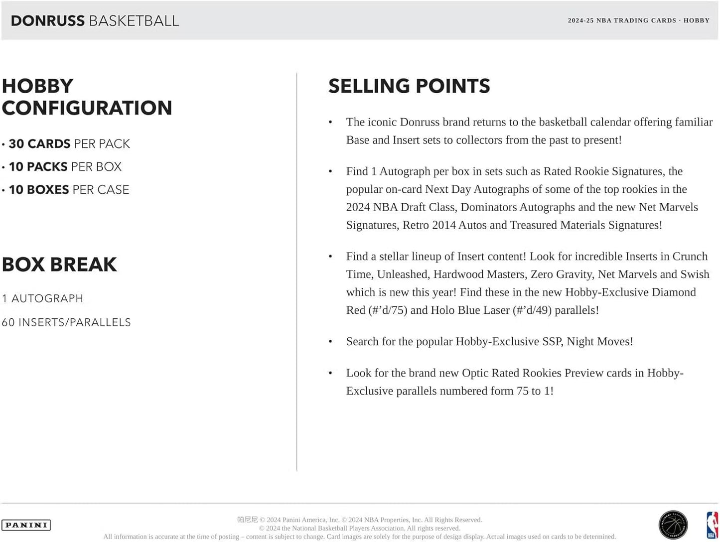 2024-25 Panini Donruss Basketball Hobby Box