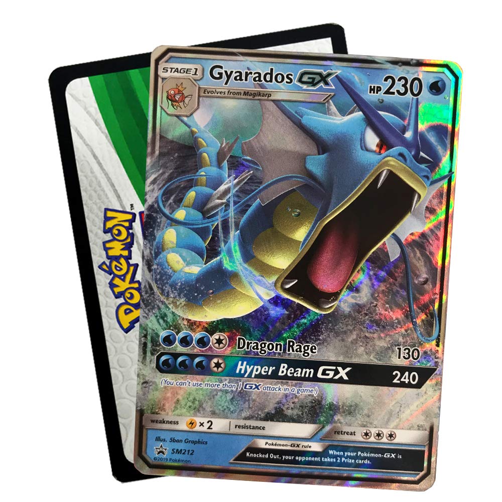 Pokemon SM11.5 Hidden Fates Gx Tin- Gyardos + 1 of 3 Foil Pokemon-GX Cards + 4 Booster Pack, Multicolor