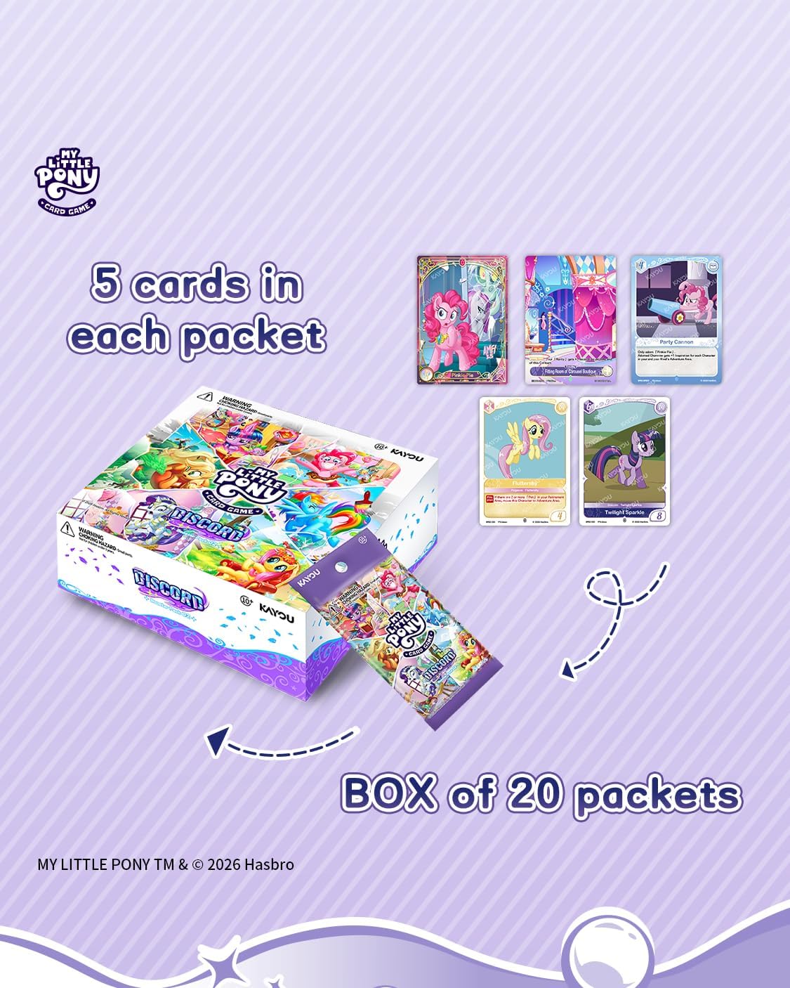 Kayou My Little Pony Trading Card Game, Discord, TCG, 20 Packs, 5 Cards/Pack, for Age 10+