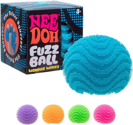 Schylling NeeDoh Fuzz Ball Wonder Waves - Squeeze Toy with a Velvet Texture and Soft Cloud Squish - 2.25" Ball - Color May Vary (Pack of 1)